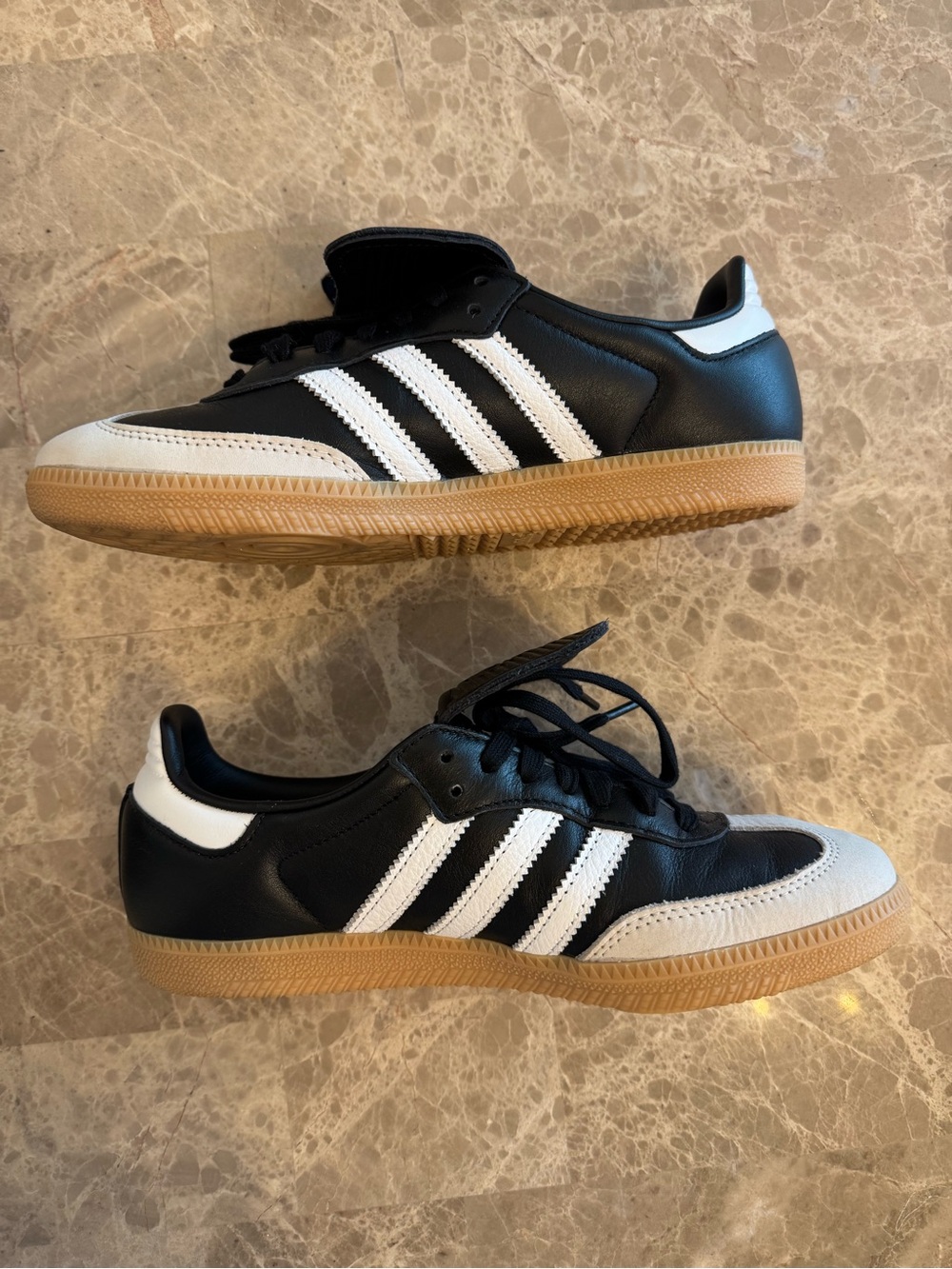 adidas Samba Long Tongue Shoes Core Black White Cloud Gold Metallic M 6.5/W 7.5 - Picture 3 of 15